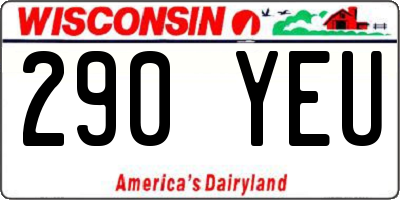 WI license plate 290YEU
