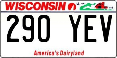 WI license plate 290YEV