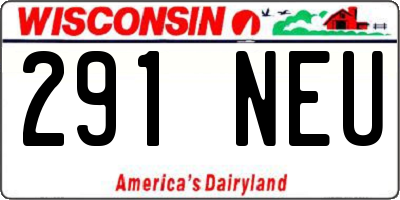 WI license plate 291NEU