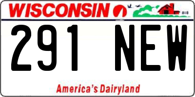 WI license plate 291NEW