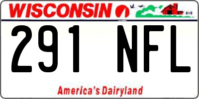 WI license plate 291NFL