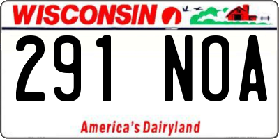 WI license plate 291NOA