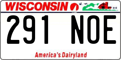 WI license plate 291NOE