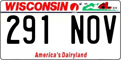 WI license plate 291NOV