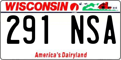 WI license plate 291NSA