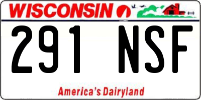 WI license plate 291NSF