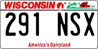 WI license plate 291NSX