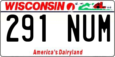 WI license plate 291NUM