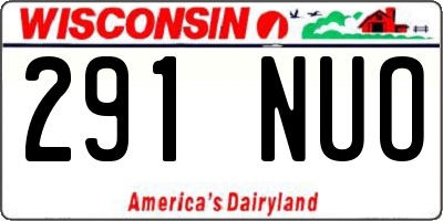 WI license plate 291NUO