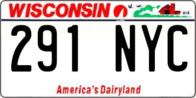 WI license plate 291NYC