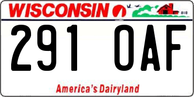 WI license plate 291OAF