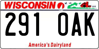 WI license plate 291OAK