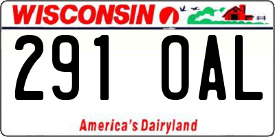 WI license plate 291OAL