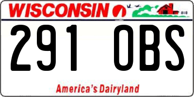 WI license plate 291OBS
