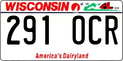 WI license plate 291OCR