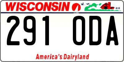 WI license plate 291ODA