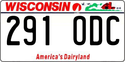 WI license plate 291ODC