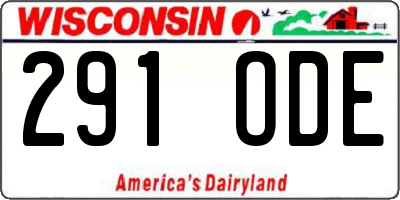 WI license plate 291ODE