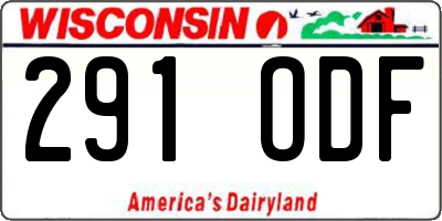 WI license plate 291ODF
