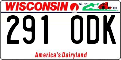 WI license plate 291ODK