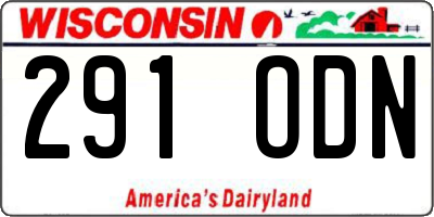 WI license plate 291ODN