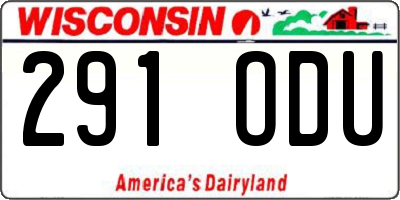 WI license plate 291ODU
