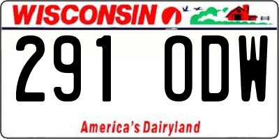 WI license plate 291ODW