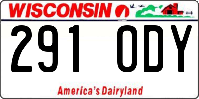 WI license plate 291ODY