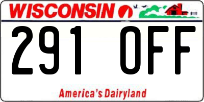 WI license plate 291OFF