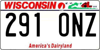 WI license plate 291ONZ