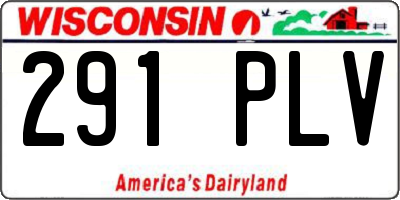 WI license plate 291PLV