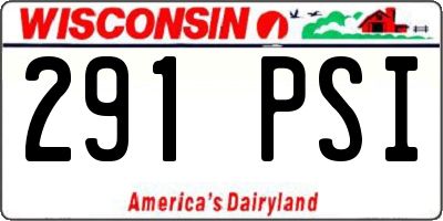 WI license plate 291PSI