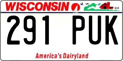 WI license plate 291PUK