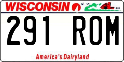 WI license plate 291ROM