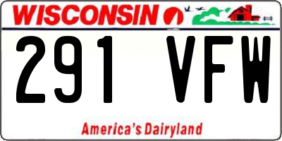 WI license plate 291VFW