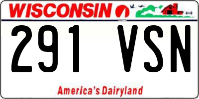 WI license plate 291VSN