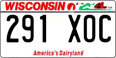 WI license plate 291XOC