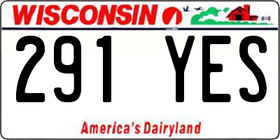 WI license plate 291YES