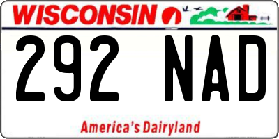 WI license plate 292NAD