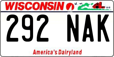 WI license plate 292NAK