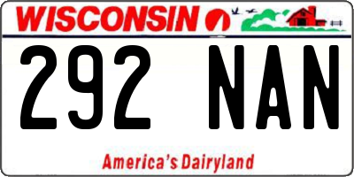 WI license plate 292NAN