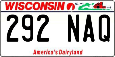 WI license plate 292NAQ