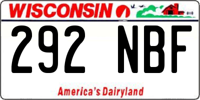 WI license plate 292NBF