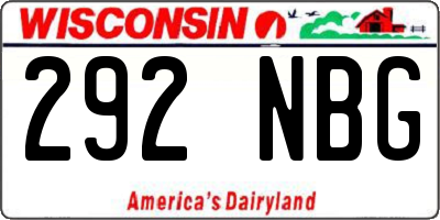 WI license plate 292NBG