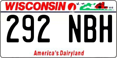 WI license plate 292NBH