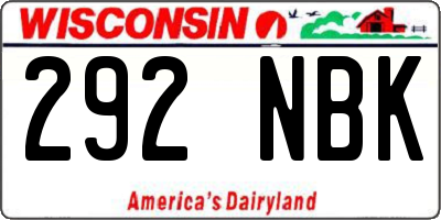 WI license plate 292NBK