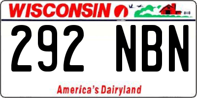 WI license plate 292NBN