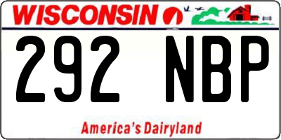 WI license plate 292NBP