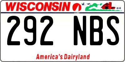 WI license plate 292NBS