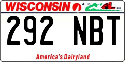 WI license plate 292NBT